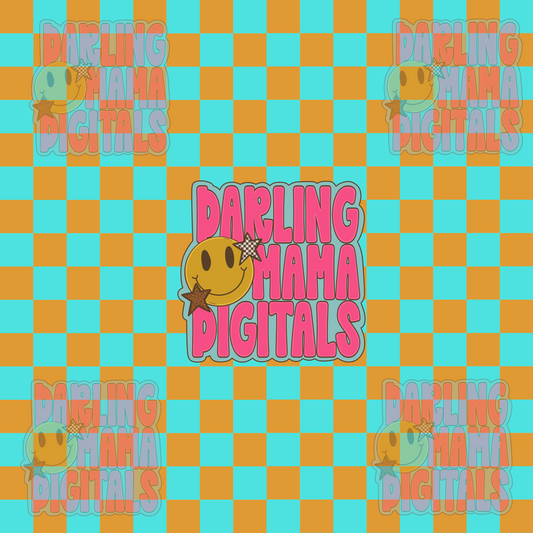 Blue and orange Checkered seamless