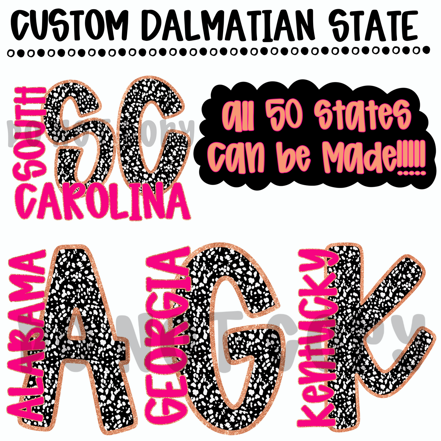 CUSTOM Dalmatian Glitter State