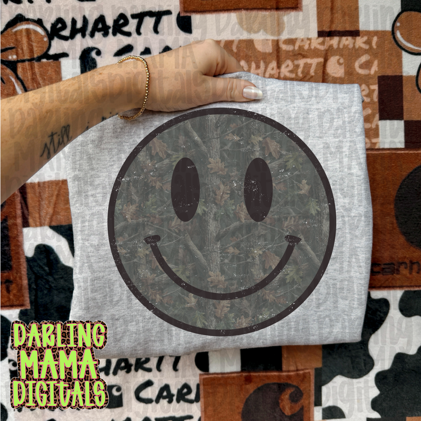 Distressed dark real camo smiley
