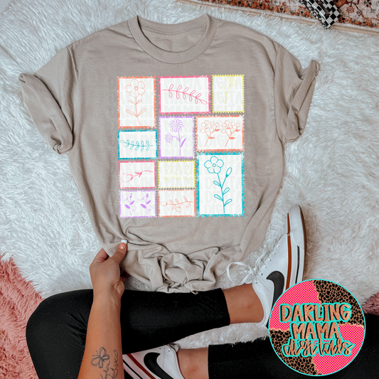 Vintage Flower Postal Stamps