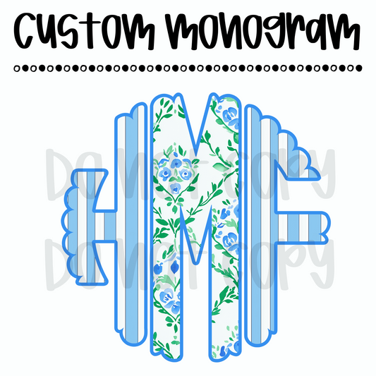 Custom Blue Stripe Monogram