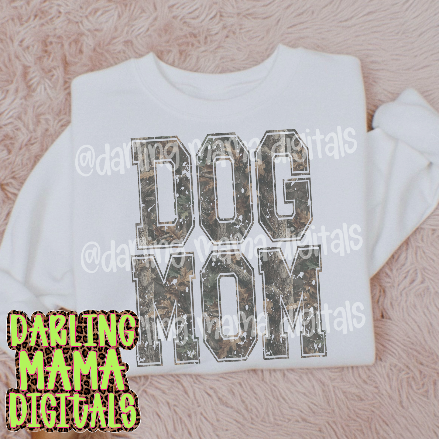 Distressed camo dog mom