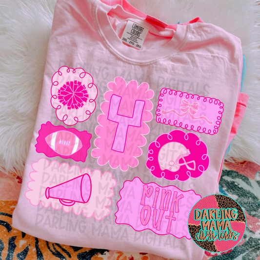 Pink out swirly frames