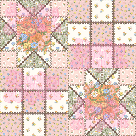 Mixed floral patchwork seamless