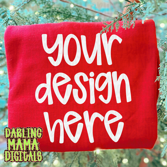 Flat lay red sweatshirt Christmas tree