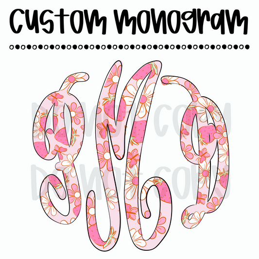 Strawberry Script Custom Monogram