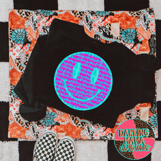 Blue and pink L*V smiley