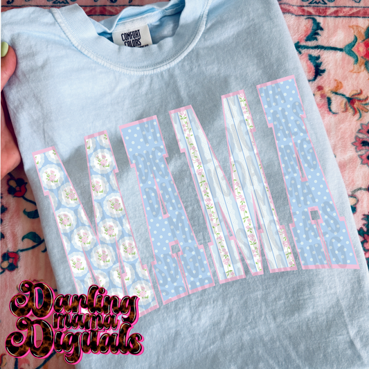 Pink and blue floral mama