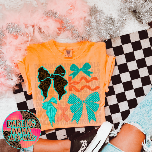 Cheetah, Orange, Turquoise Bow Collage