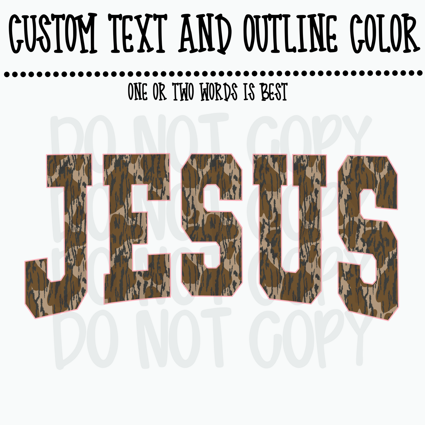 Custom camo arched text