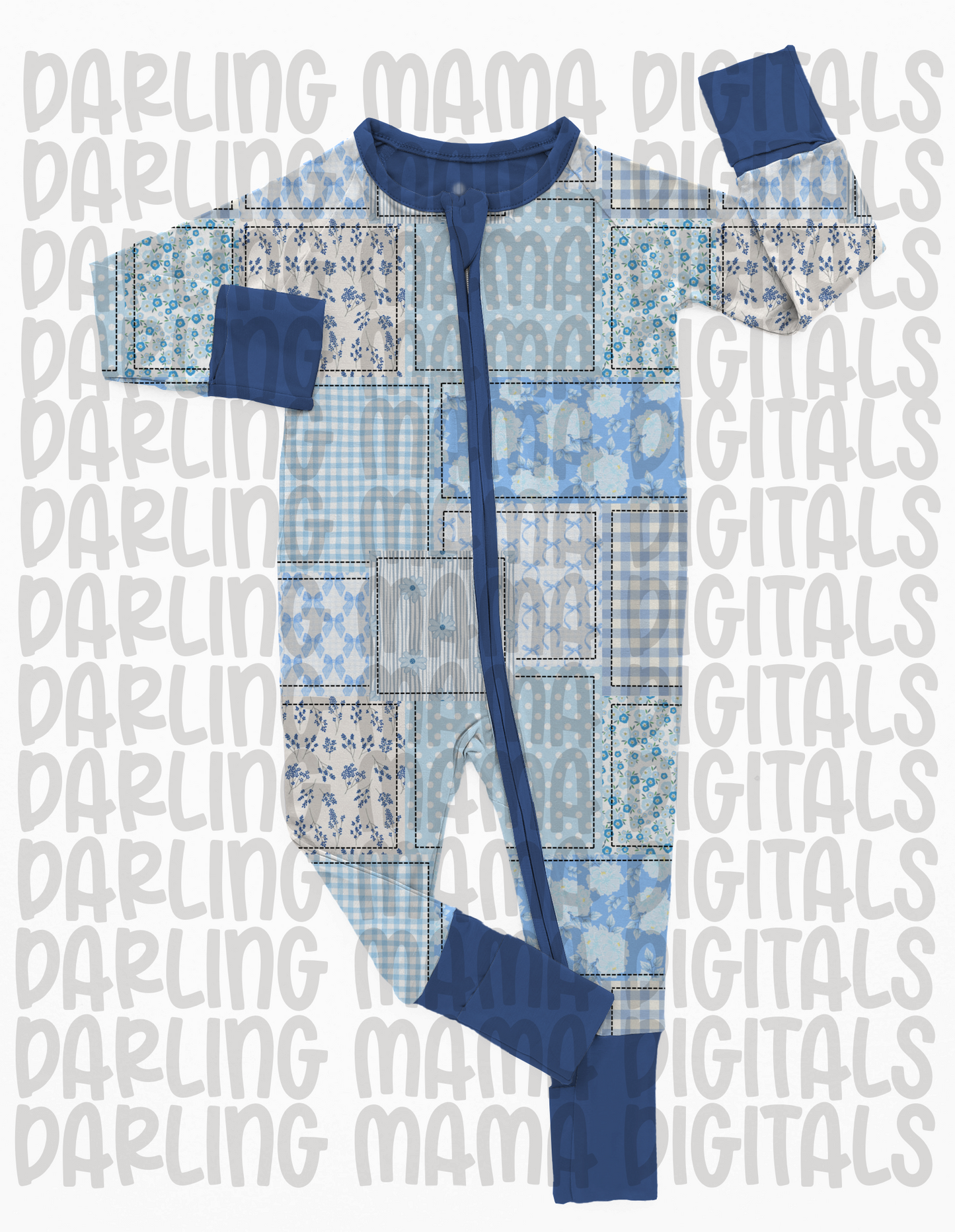 Blue Floral Patchwork Seamless File