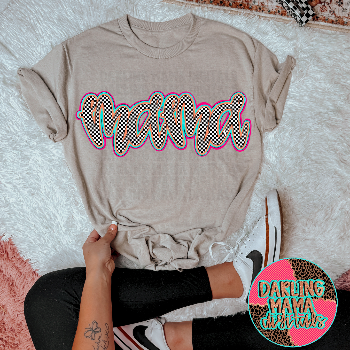 Checkered Script Mama