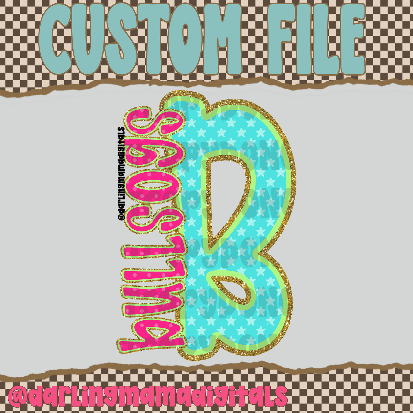 Custom neon star initial team name