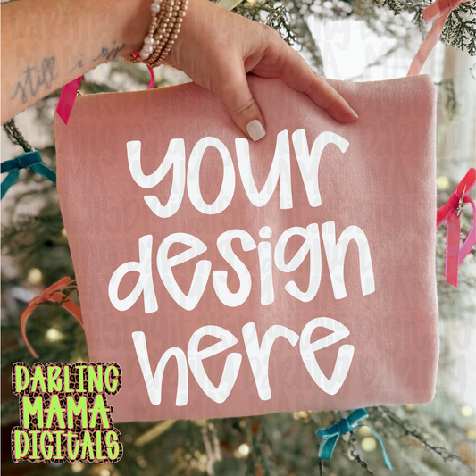 Light Pink sweatshirt Christmas tree with bows