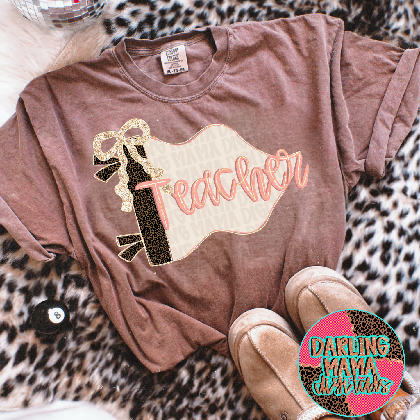 Glitter Bow Teacher Flag