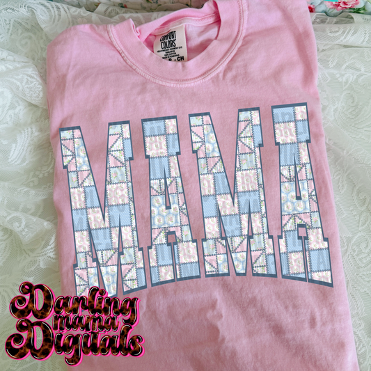 Pink & blue patchwork mama
