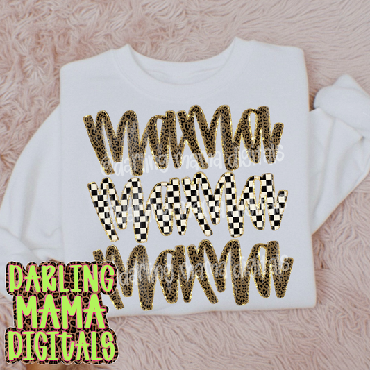 Painted cheetah checkered glitter mama