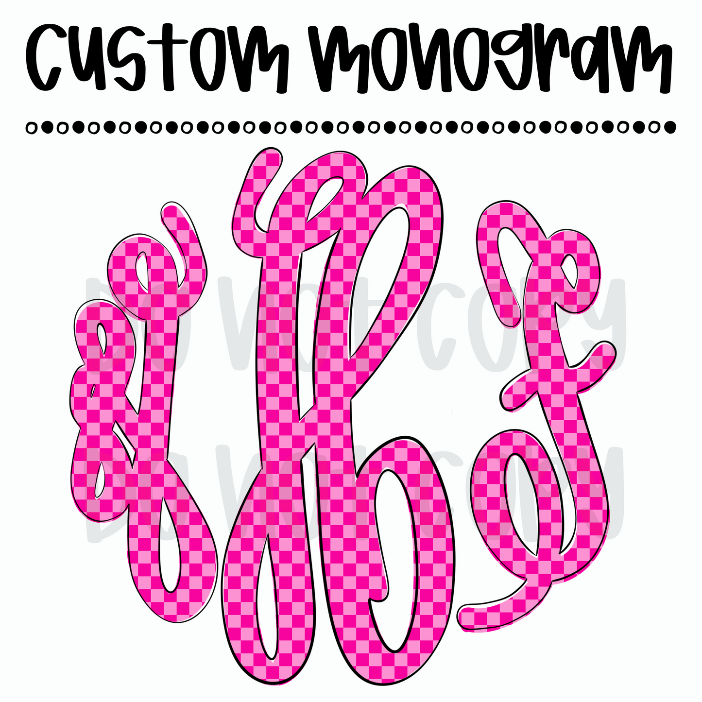 Pink Checkered Script Custom Monogram