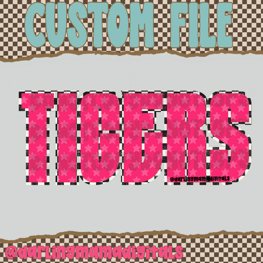 Custom neon pink checkered star team name