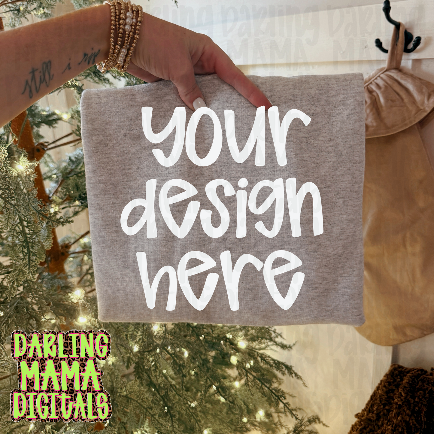 Ash grey Christmas Tree & stocking