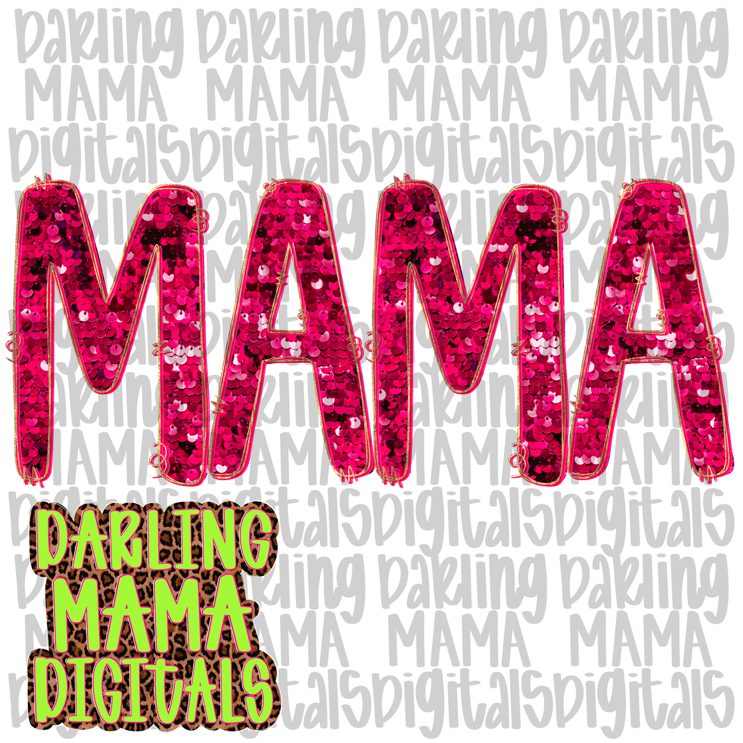 Pink faux sequin mama