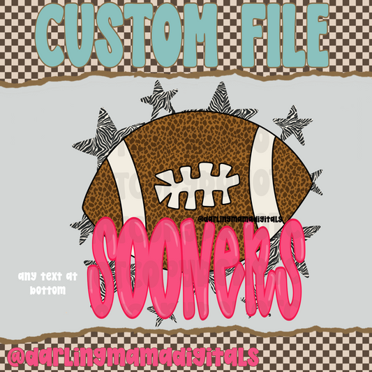 Custom preppy football bottom text