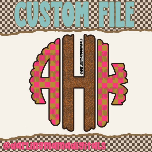 Custom cheetah checkered monogram