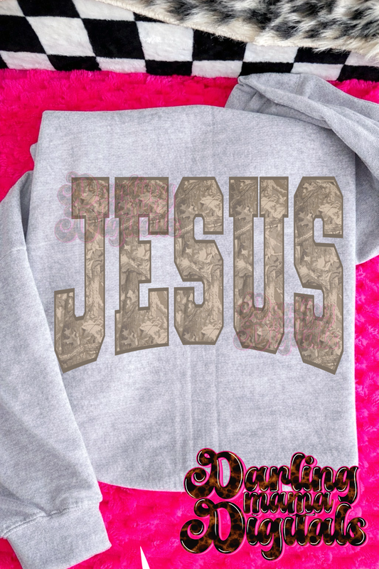 Light wash camo Jesus