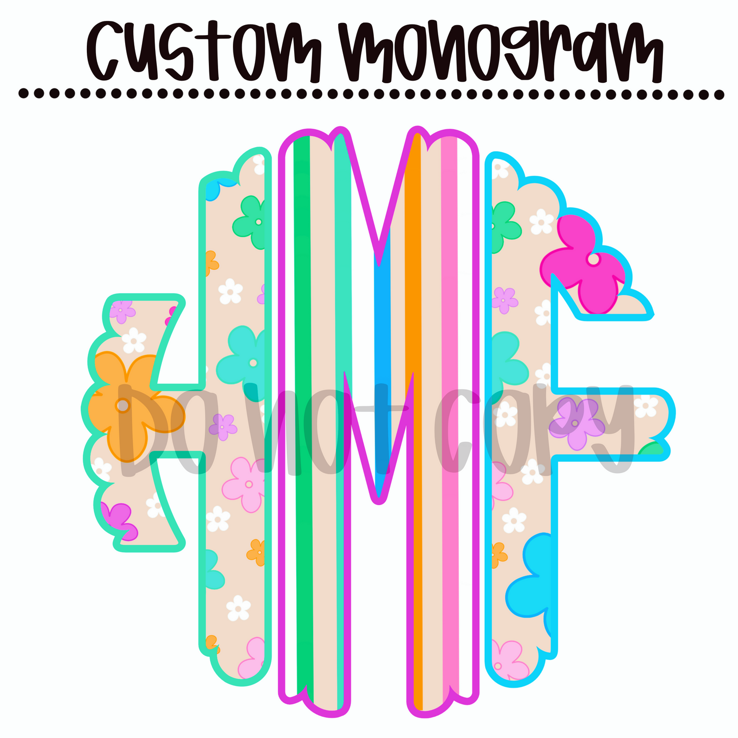 Flower & Stripe Custom Monogram
