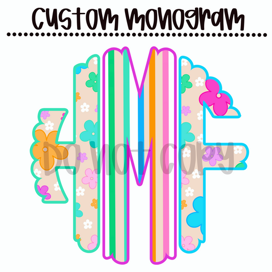 Flower & Stripe Custom Monogram