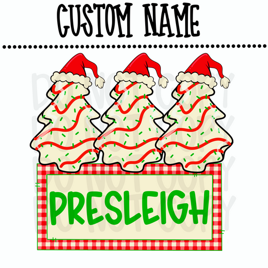 Custom Christmas tree cake Name