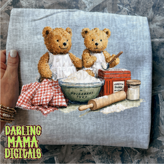 Vintage bears cooking