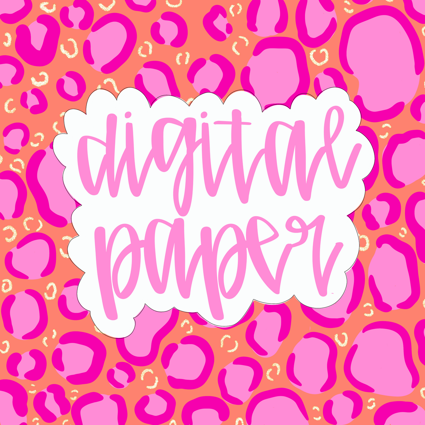 Hand Drawn Pink and Orange Cheetah digital