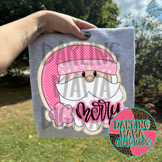 Pink Hand Drawn Santa