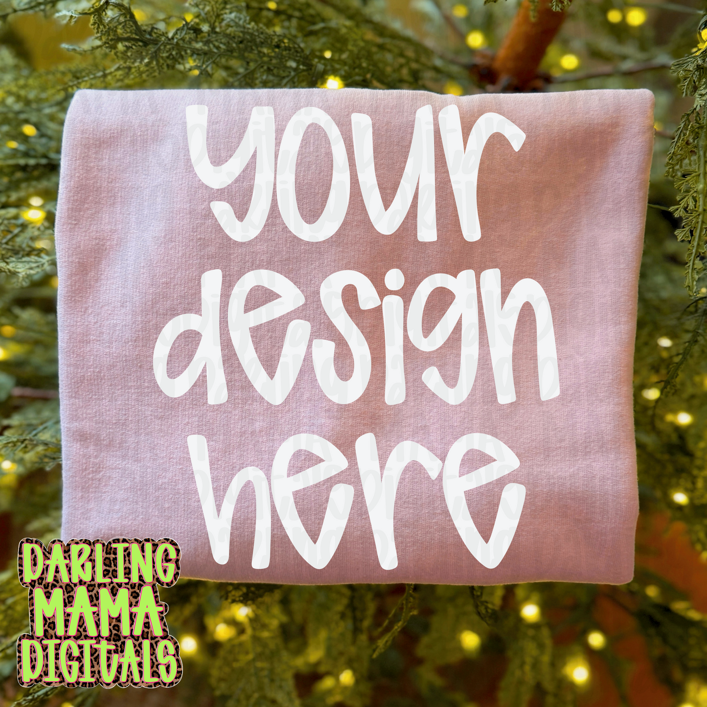 Flat lay light pink sweatshirt Christmas tree