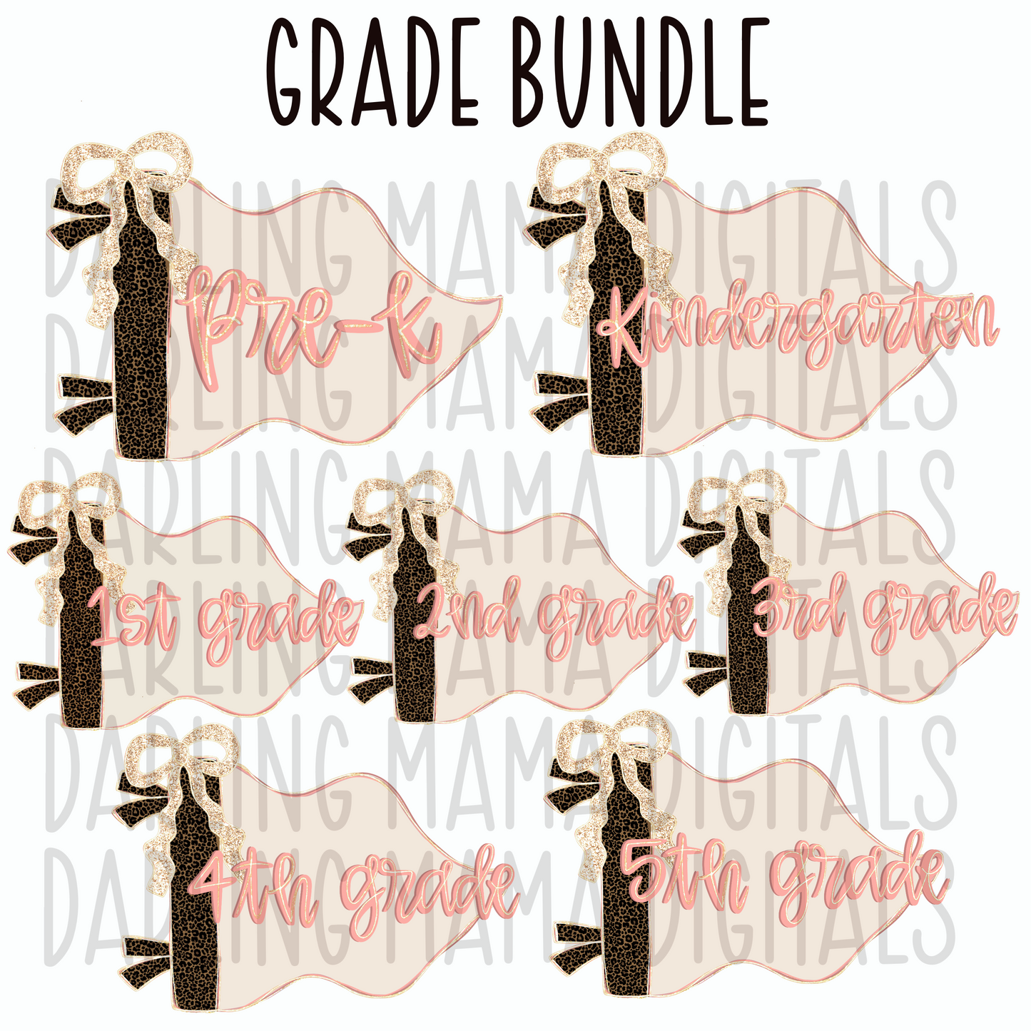 Glitter Bow Grade flag Bundle