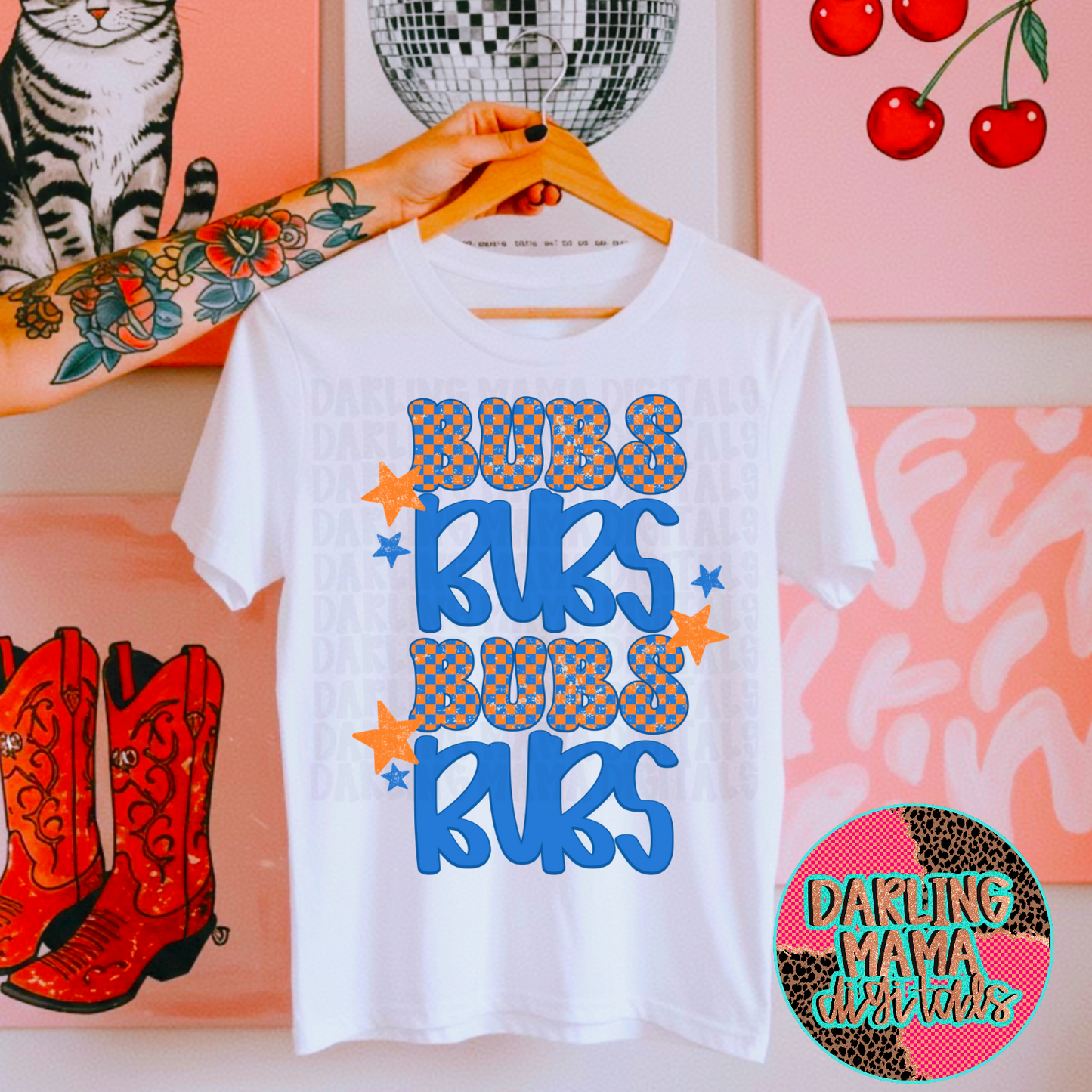 Blue and Orange Checkered Bubs