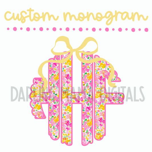 Custom Yellow Floral Monogram