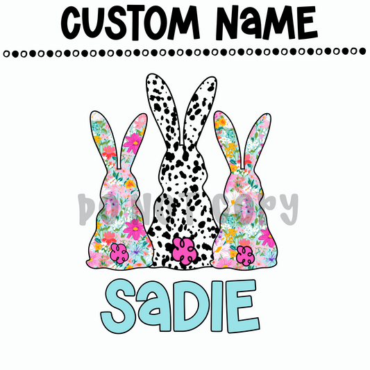 Custom Floral Bunny Name