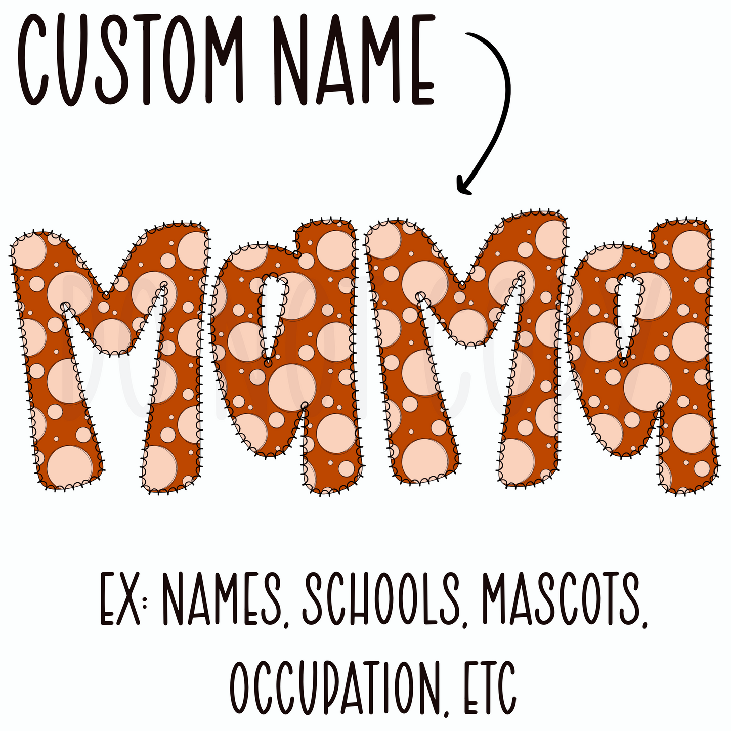 Custom Brown Polka Dot Name