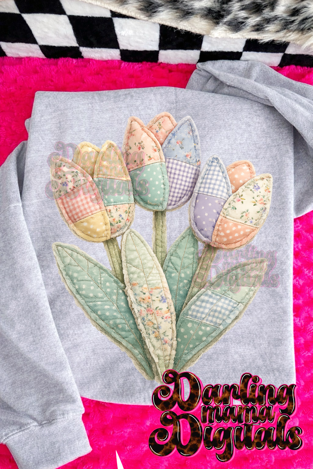 Faux quilted tulips