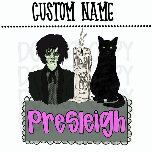 Custom Black Flame Candle Name