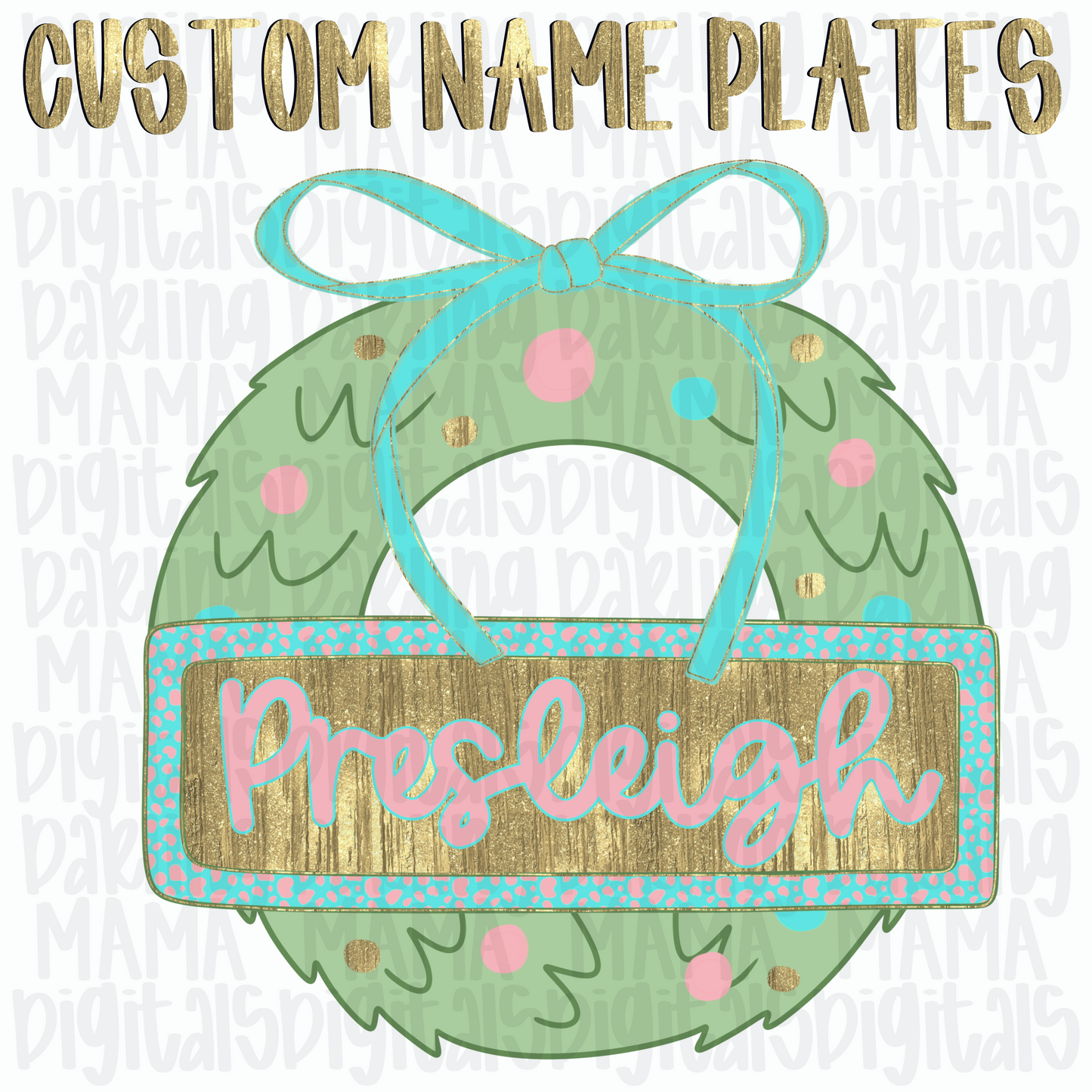 Custom Pink and blue Christmas Wreath