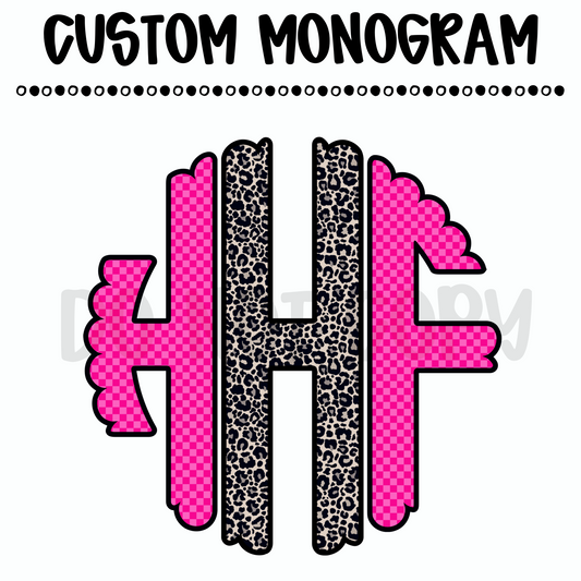 Custom Cheetah Checkered Circle Monogram