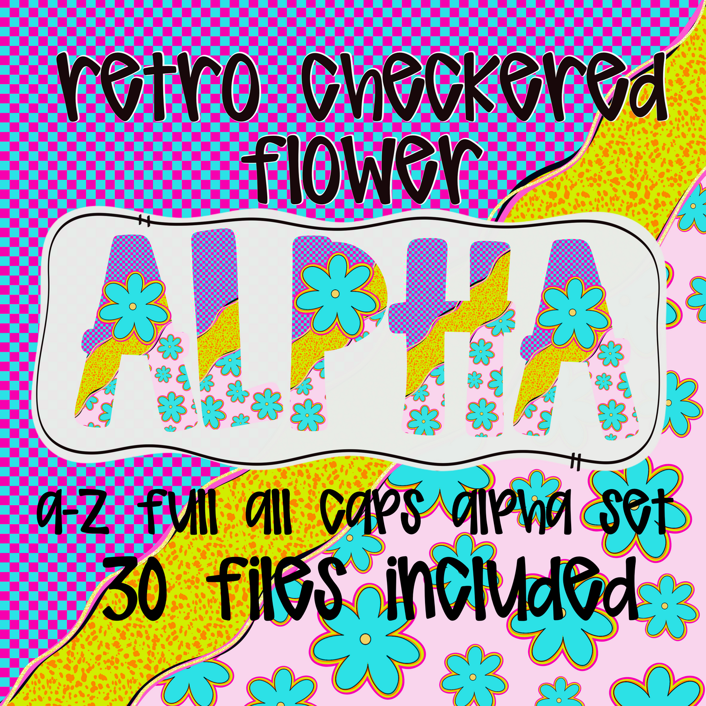 Retro Checkered Flower Alpha