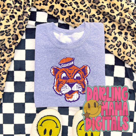 Vintage purple and orange tiger (includes 2 PNGs)
