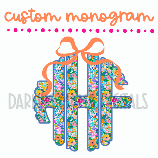 Custom Blue Floral Monogram