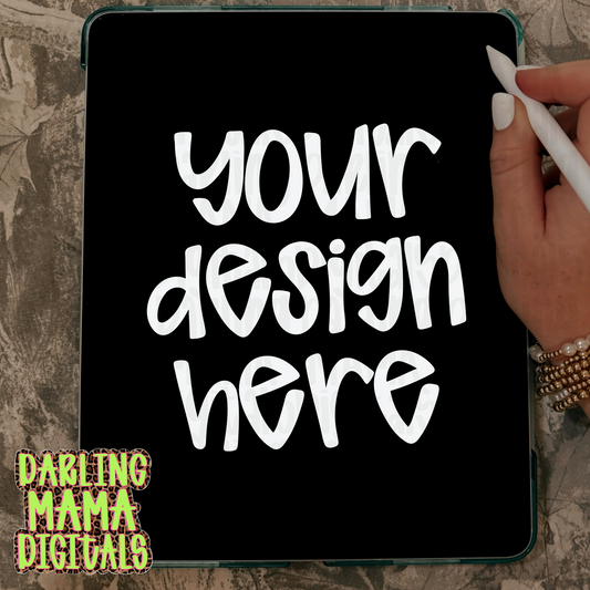 iPad mock black screen camo back ground and bracelets