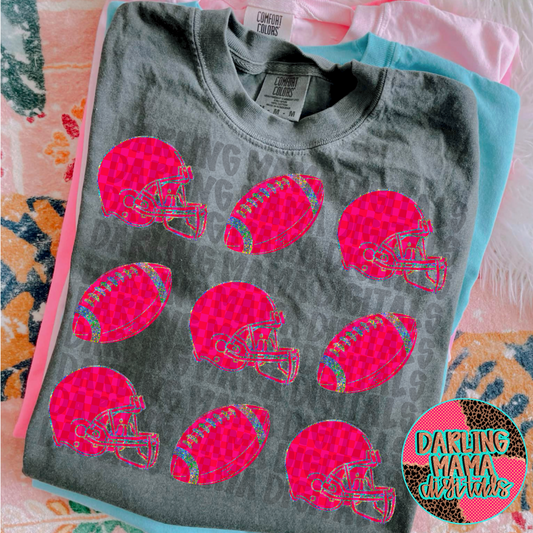 Neon Pink Checkered Football