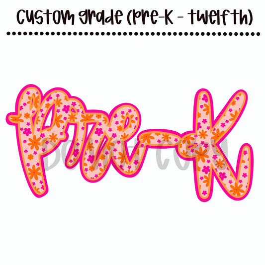Pink and Orange Ditsy Floral Custom Grade (PreK - 12th)